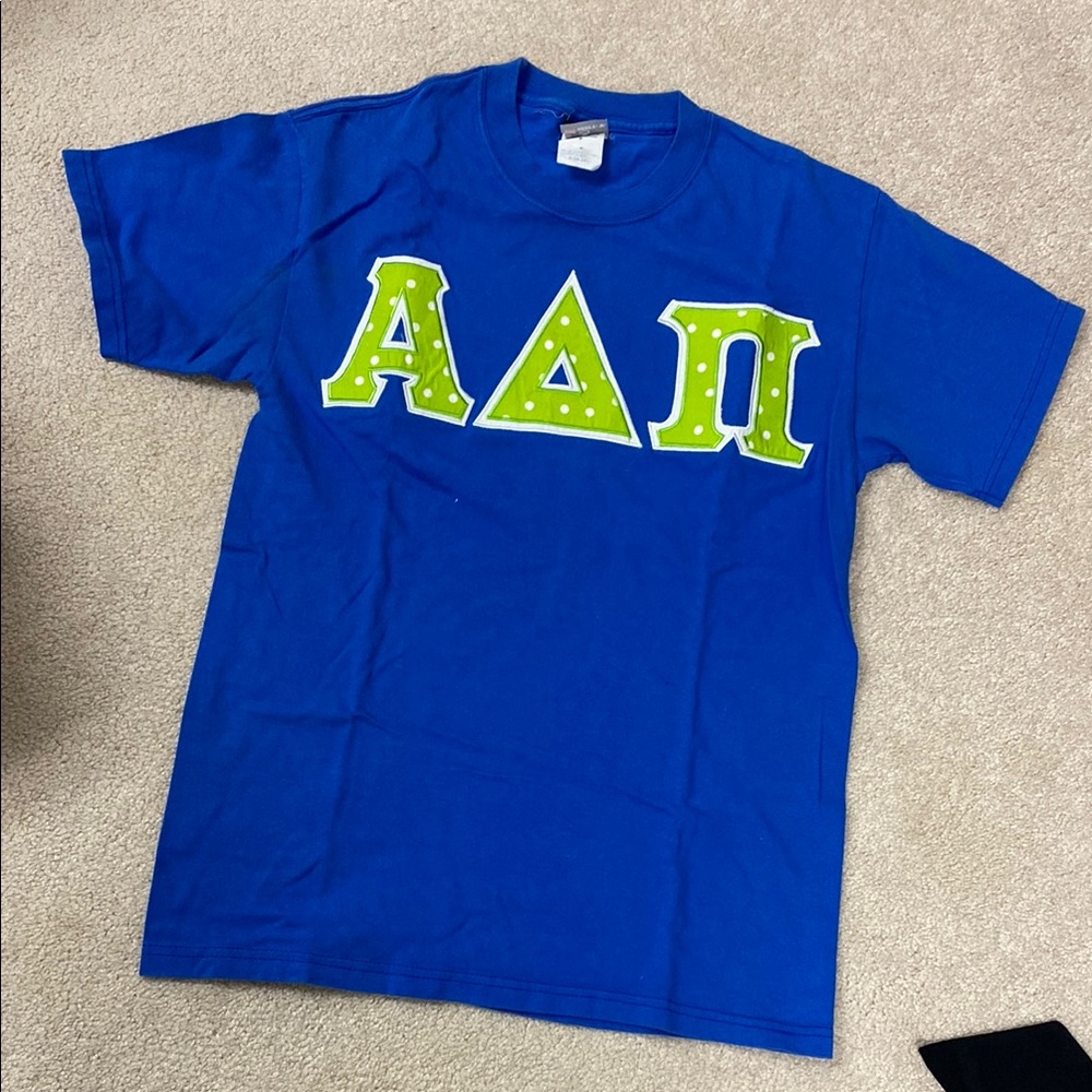 Alpha Delta Pi block letter shirt polka dot